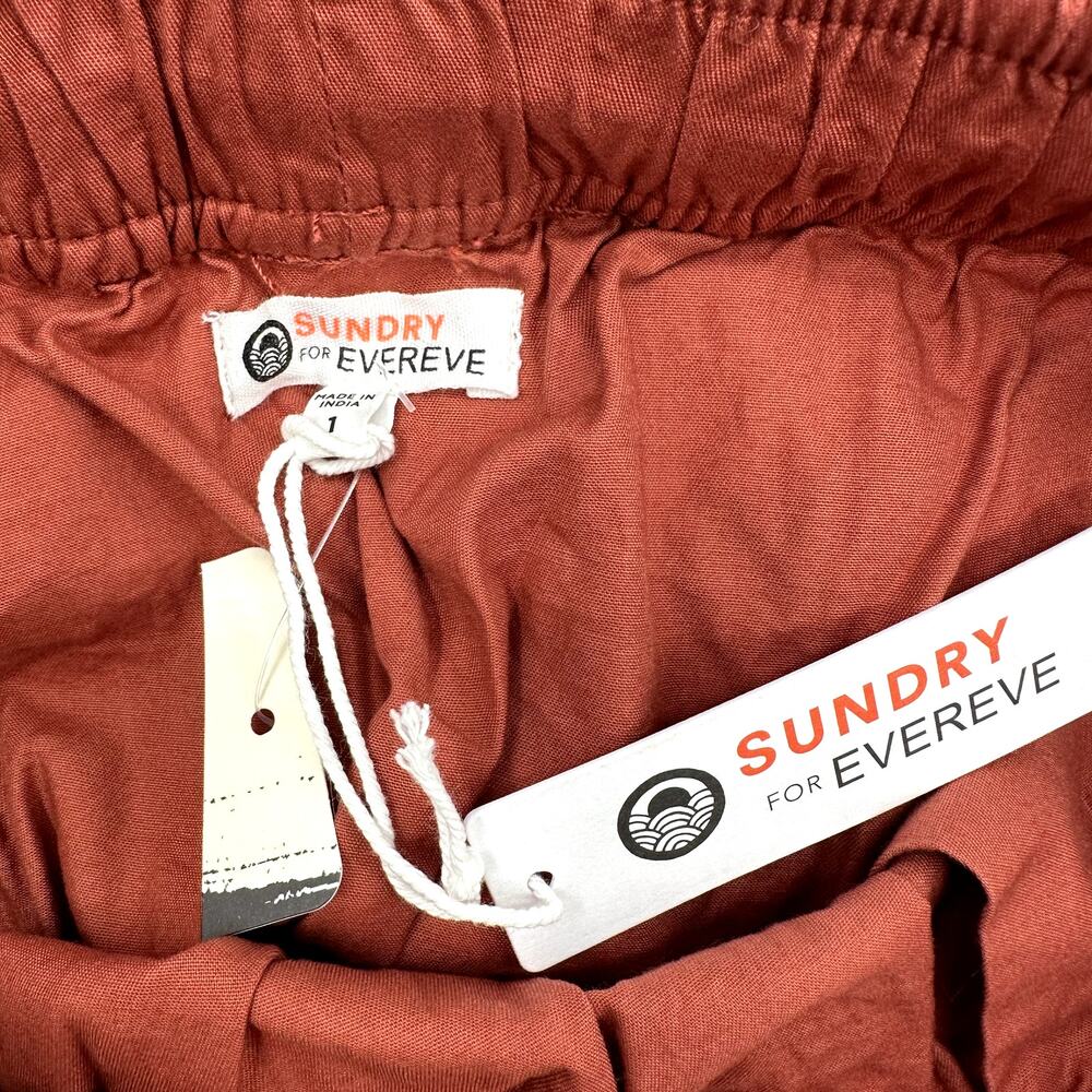 SUNDRY NWT Evereve Casual Sunday Skirt with Pockets & Drawcord in Brick // Small - Picture 8 of 8